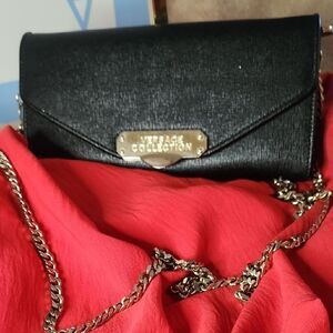 Versace Collection Black Envelope Clutch with Chain
